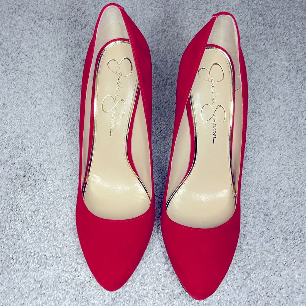 Jessica Simpson Parisah Platform Pump, Red Muse, (Size 9.5) worn once